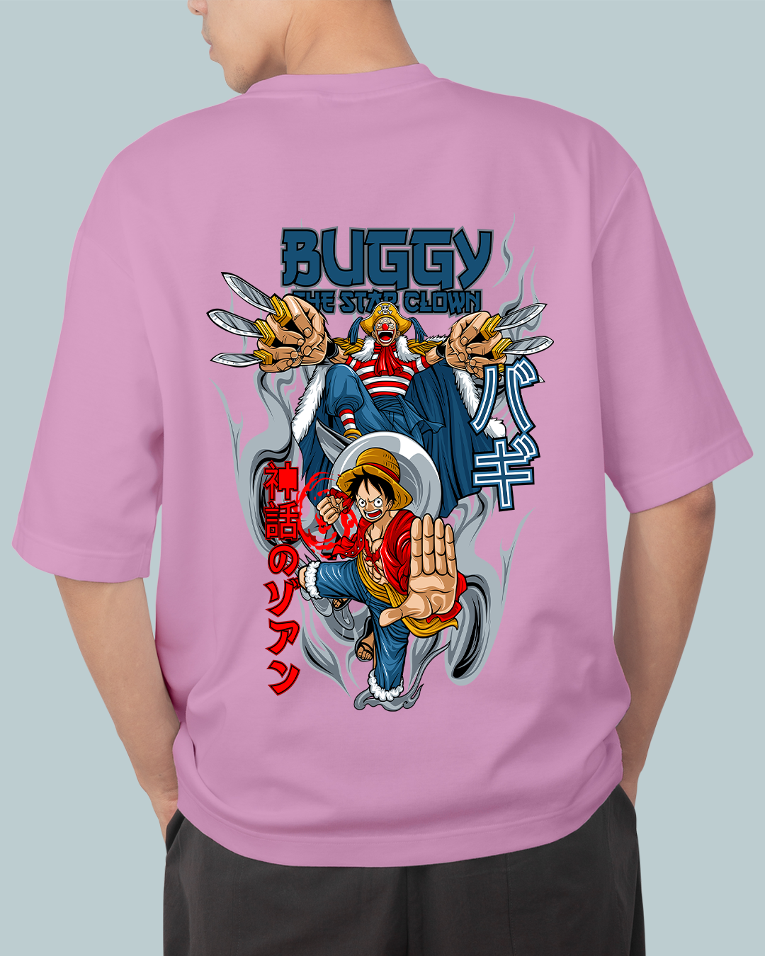 Luffy & Buggy Anime Oversized T Shirt