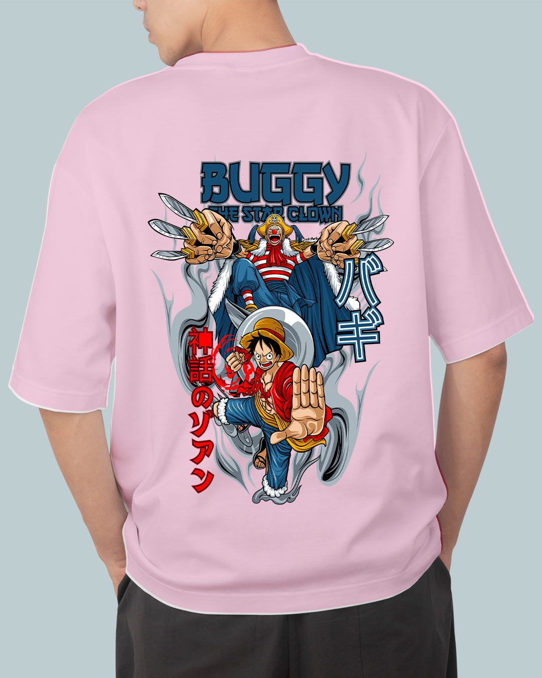Luffy & Buggy Anime Oversized T Shirt