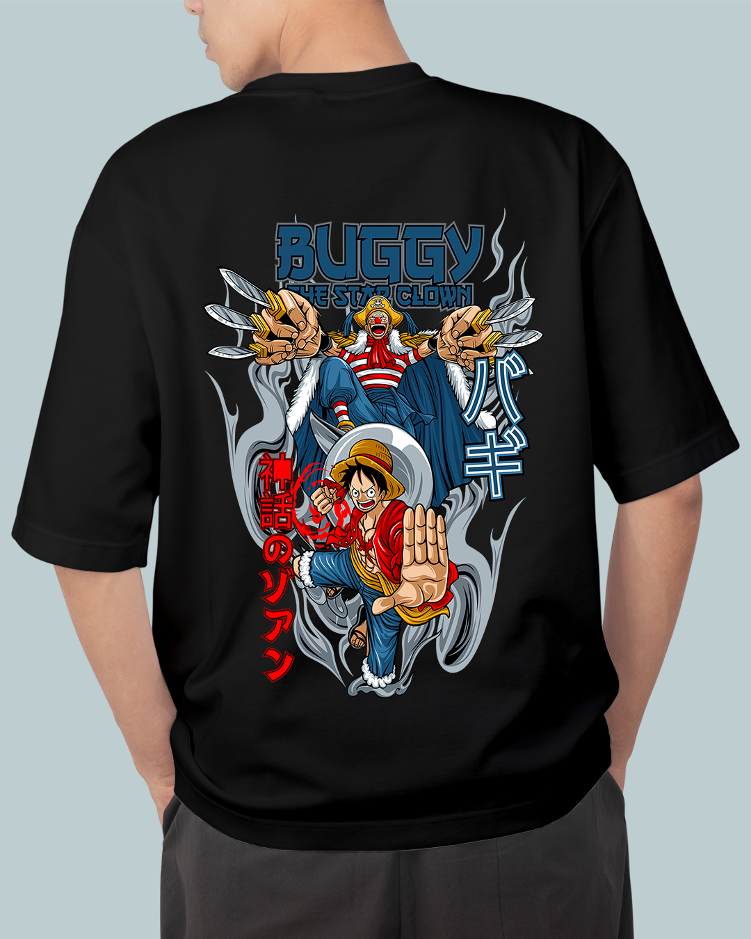 Luffy & Buggy Anime Oversized T Shirt