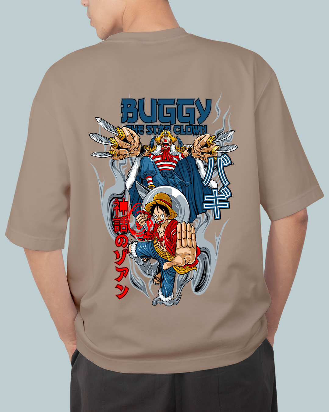 Luffy & Buggy Anime Oversized T Shirt