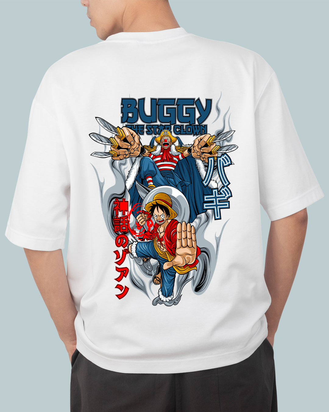 Luffy & Buggy Anime Oversized T Shirt