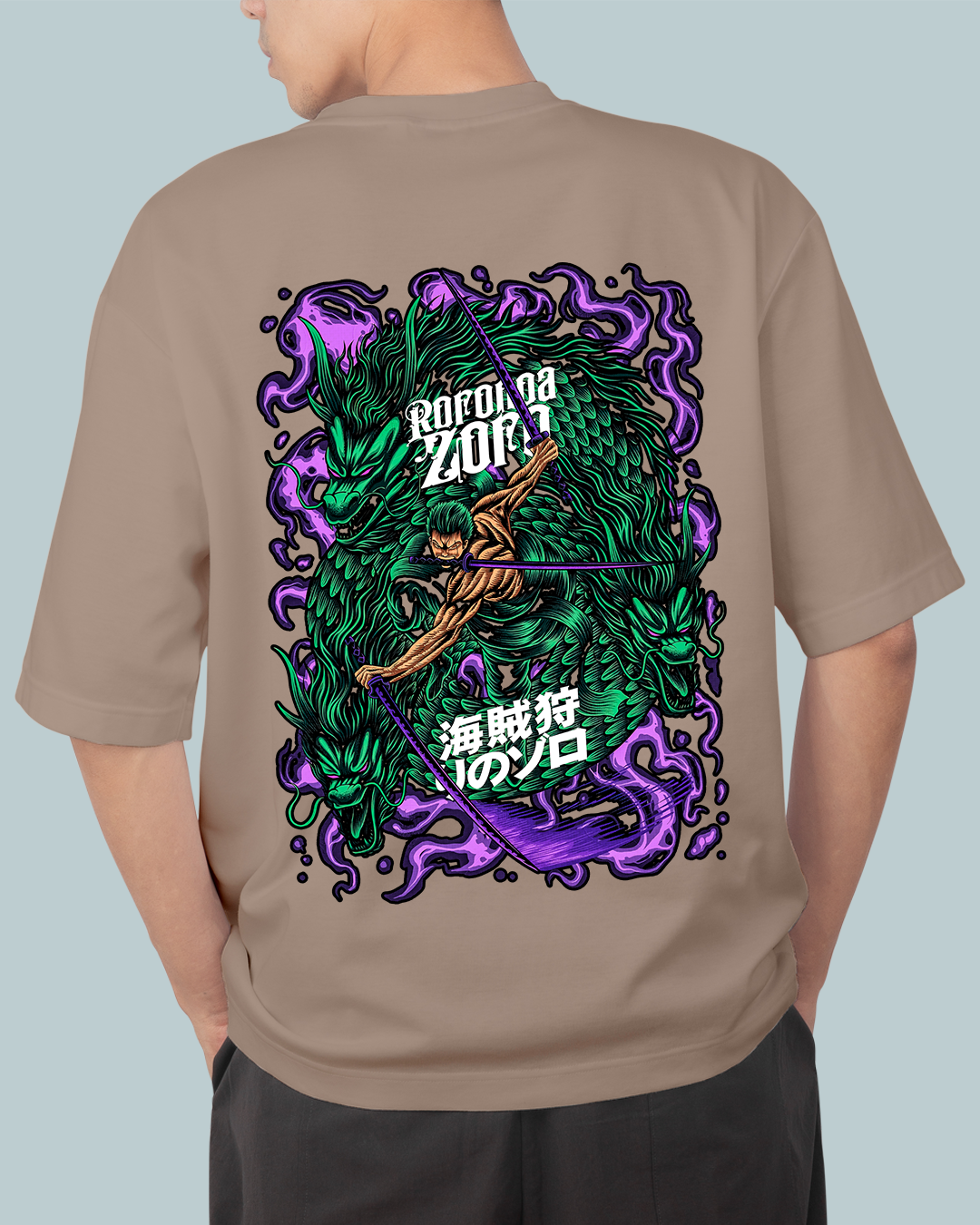 Roronoa Zoro Onepiece Print Oversized Tshirt