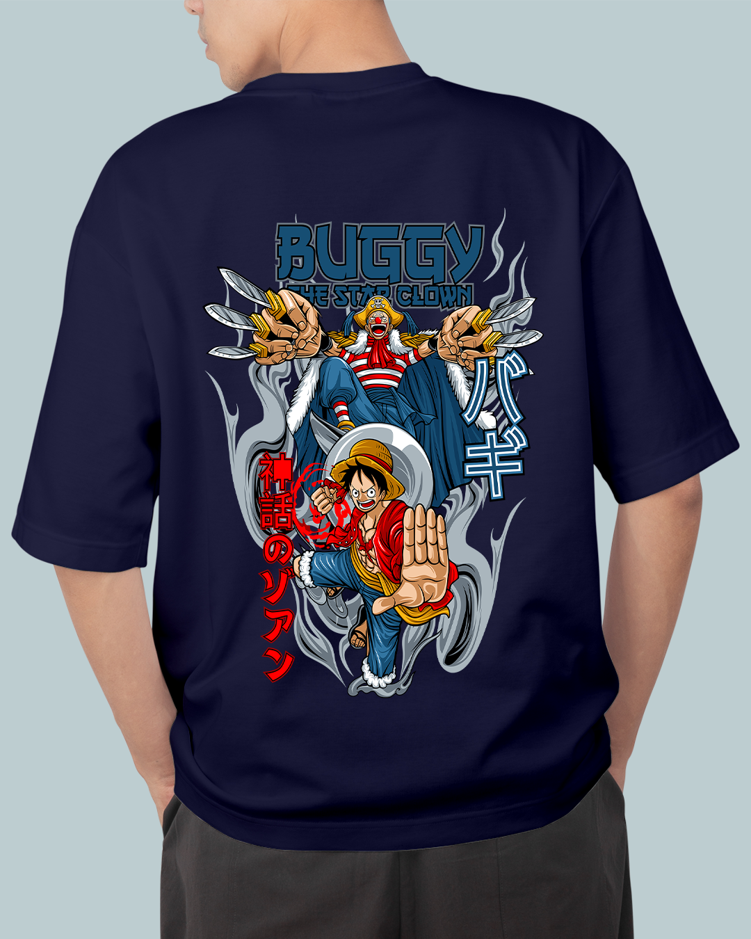 Luffy & Buggy Anime Oversized T Shirt