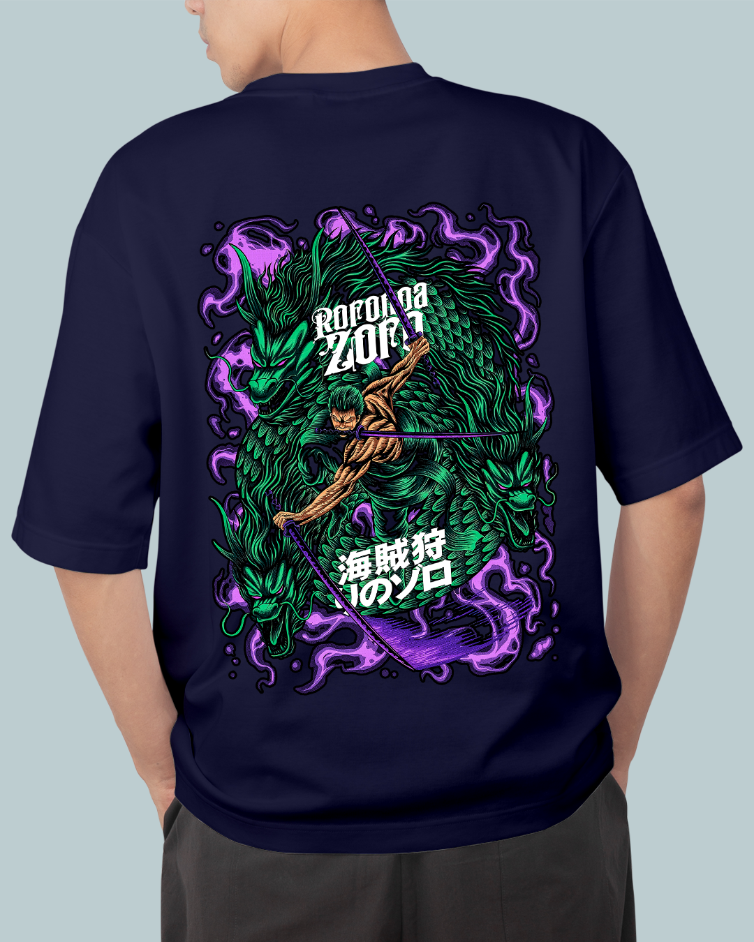 Roronoa Zoro Onepiece Print Oversized Tshirt